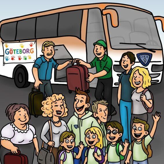 Varainhankinta - Joukkue bussin edessä